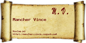 Mancher Vince névjegykártya